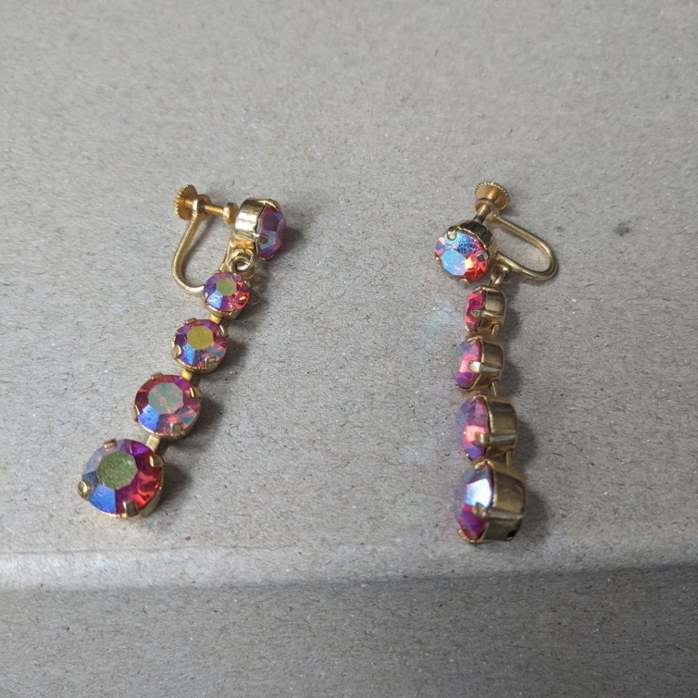 Vintage iridescent dangly earrings